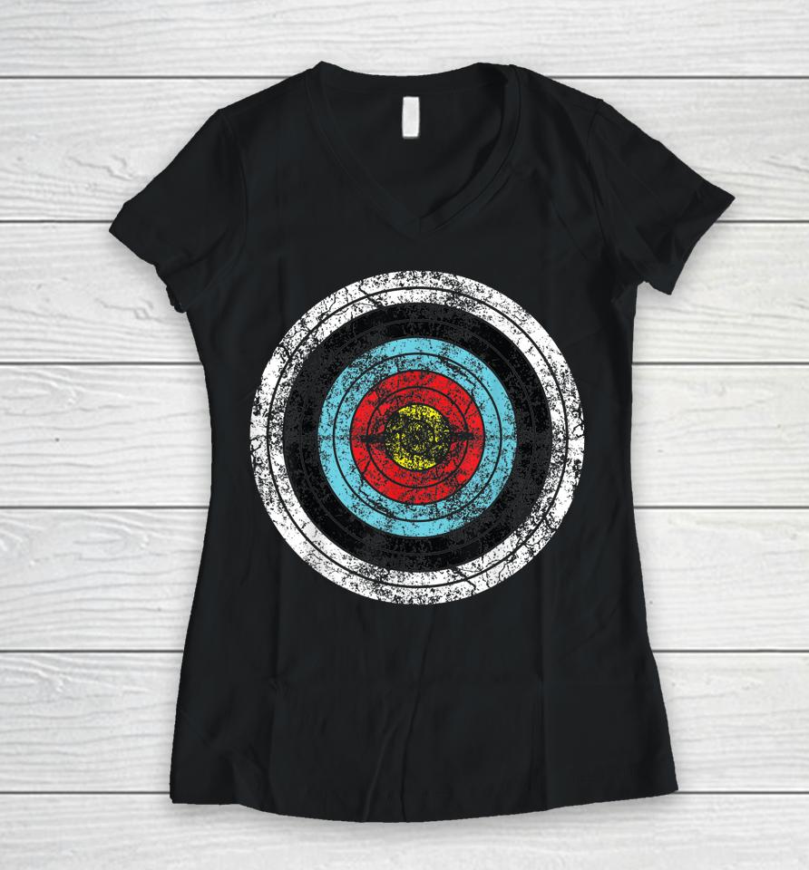 Archery Target Women V-Neck T-Shirt