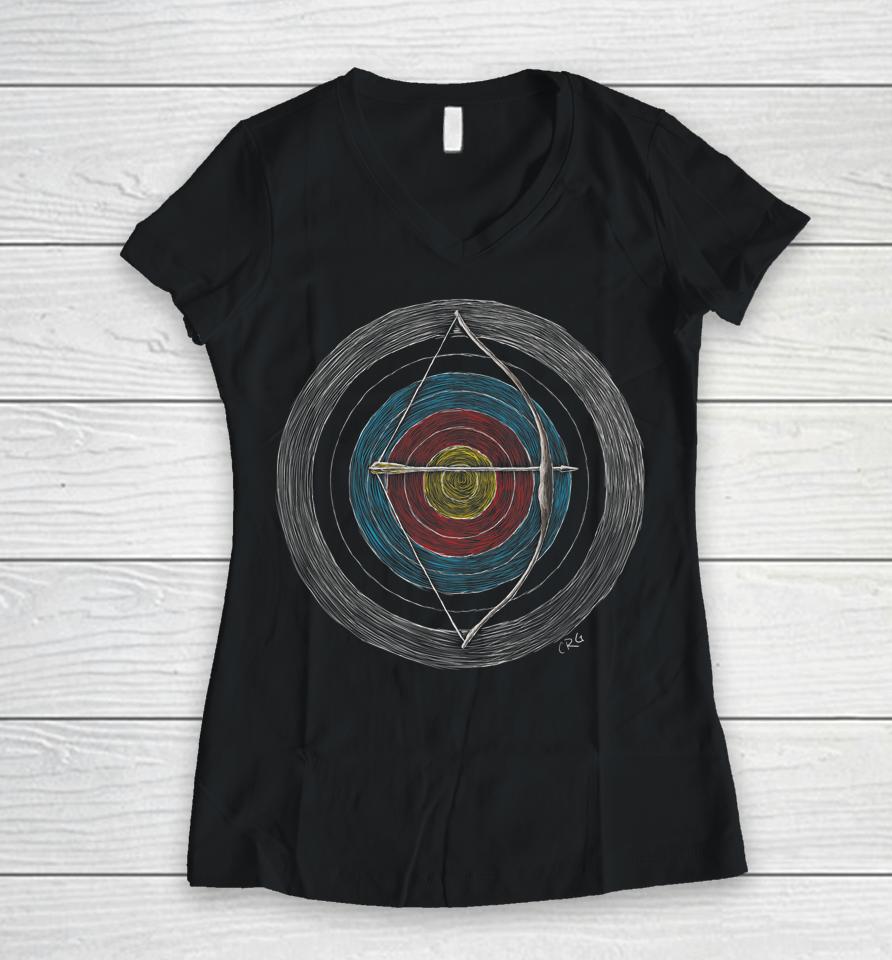 Archery The Bow And Arrow Or Longbow Lover Women V-Neck T-Shirt