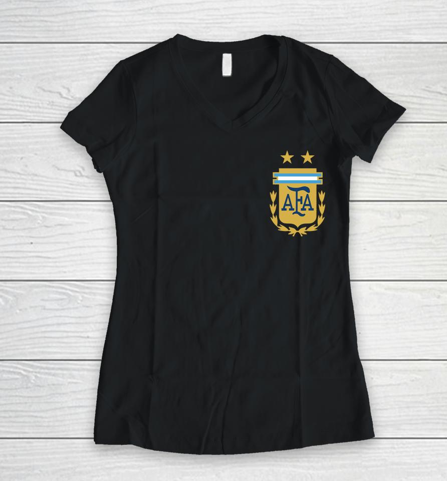 Argentina Fifa World Cup 2022 Women V-Neck T-Shirt