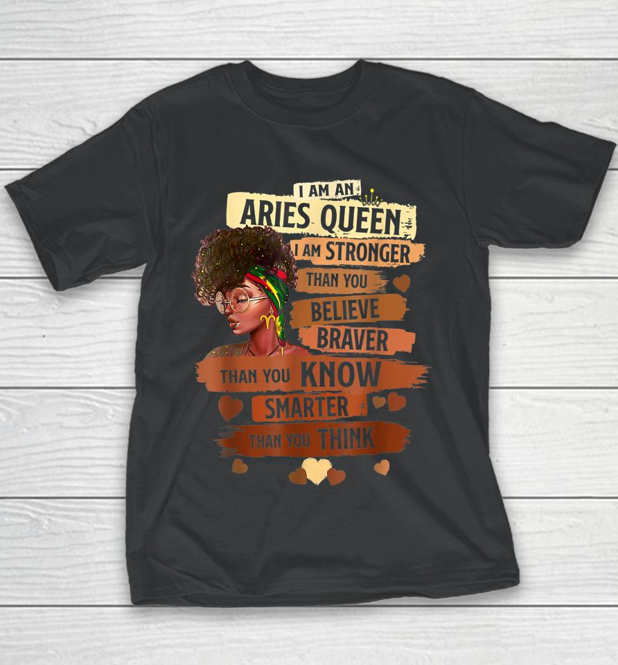 Aries Queen Sweet As Candy Birthday For Black Women Youth T-Shirt