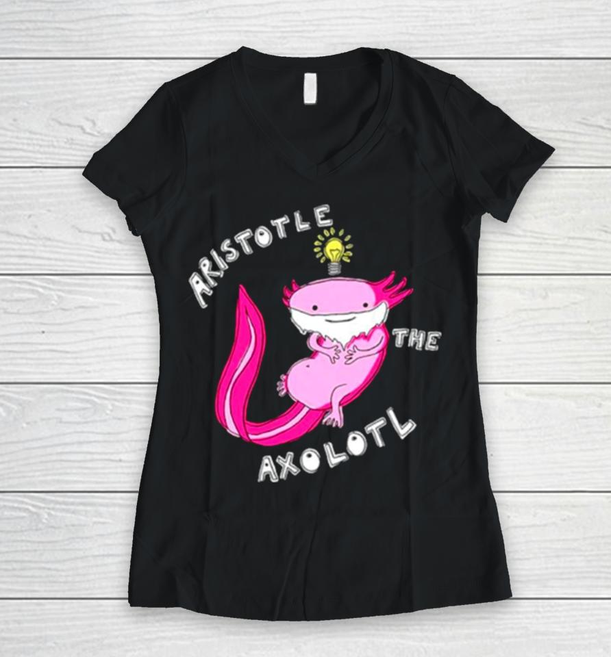 Aristotle The Axolotl Women V-Neck T-Shirt
