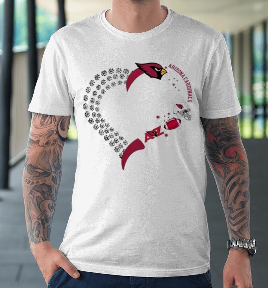 Arizona Cardinals Football Heart Helmet Logo Gift Premium T-Shirt