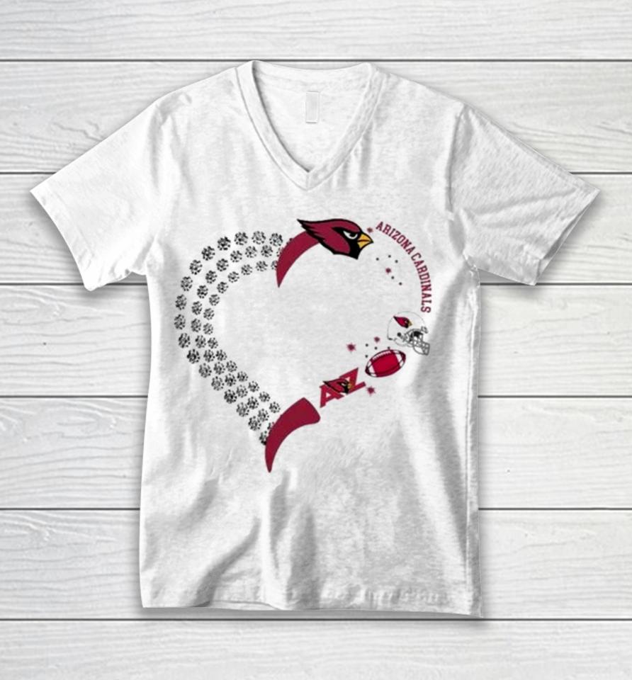 Arizona Cardinals Football Heart Helmet Logo Gift Unisex V-Neck T-Shirt
