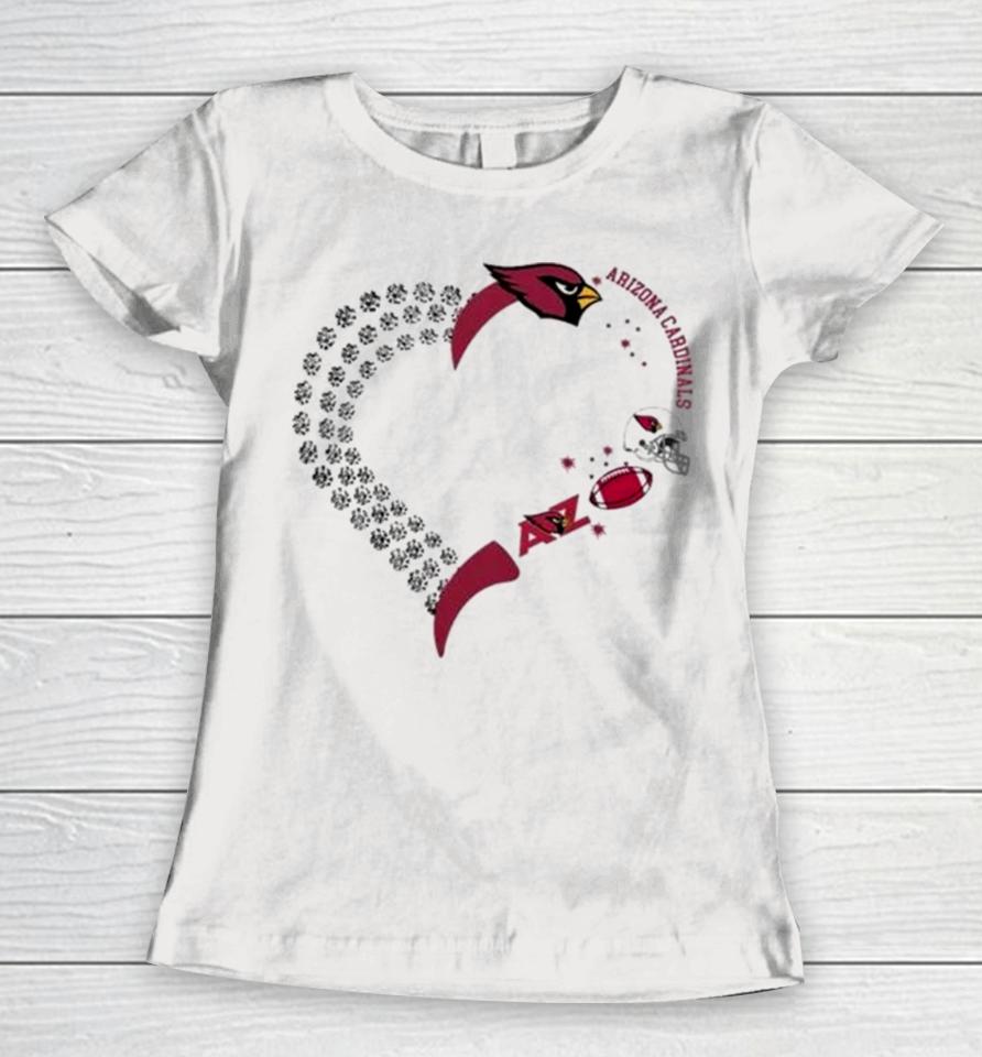 Arizona Cardinals Football Heart Helmet Logo Gift Women T-Shirt