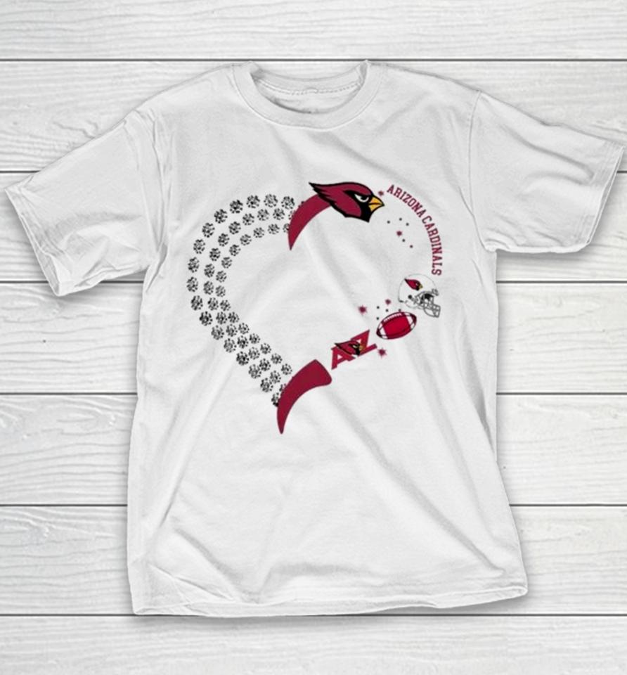 Arizona Cardinals Football Heart Helmet Logo Gift Youth T-Shirt