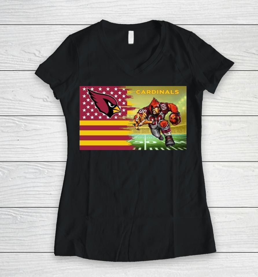 Arizona Cardinals Football Team Mascot Flag 2024 Women V-Neck T-Shirt