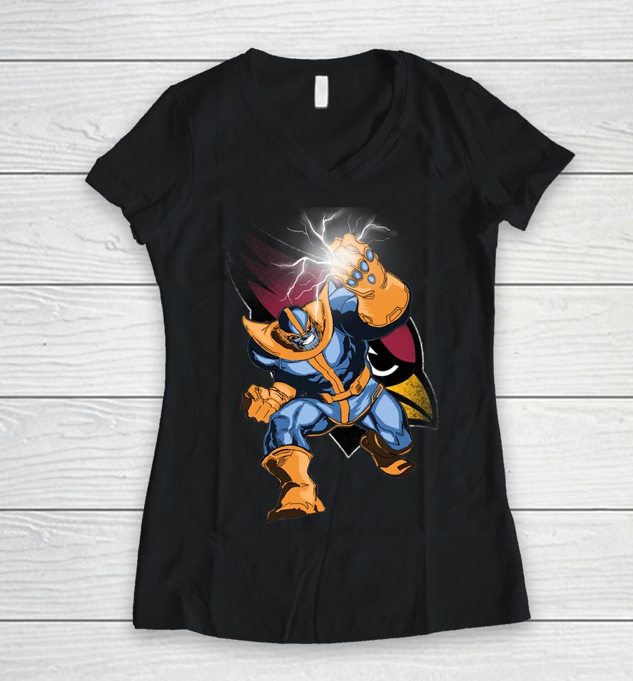 Arizona Cardinals Nfl Football Thanos Avengers Infinity War Marvel Women V-Neck T-Shirt