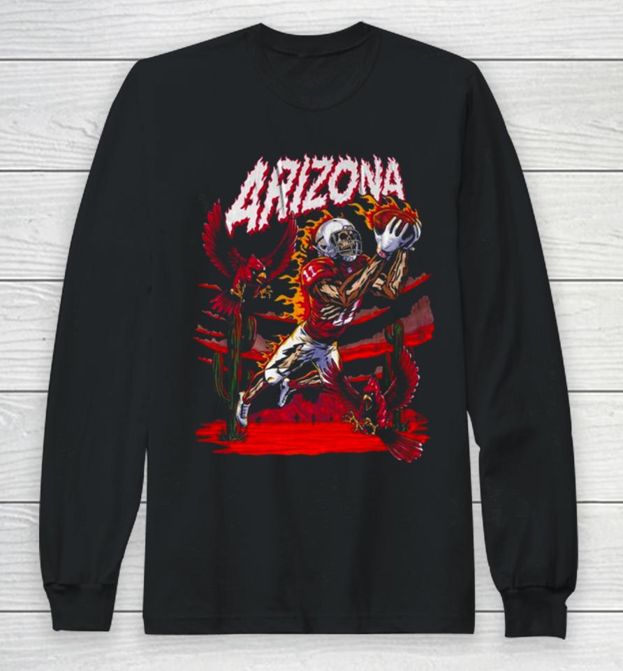 Arizona Cardinals Skeleton Football 2024 Long Sleeve T-Shirt