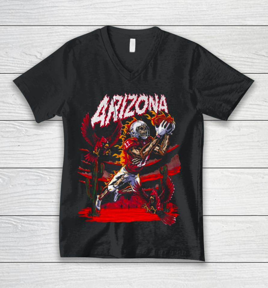 Arizona Cardinals Skeleton Football 2024 Unisex V-Neck T-Shirt