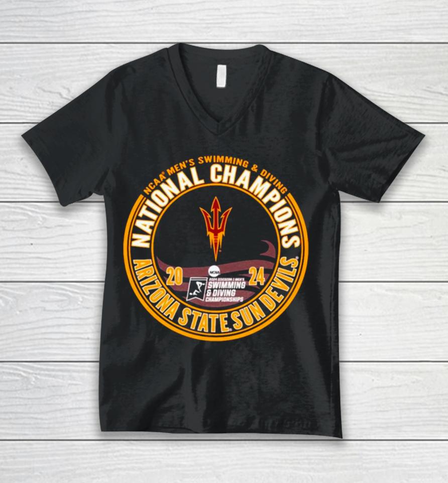 Arizona State Sun Devils 2024 Ncaa Men’s Swimming And Diving National Champions Unisex V-Neck T-Shirt
