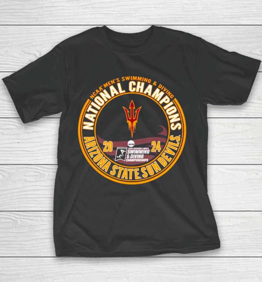 Arizona State Sun Devils 2024 Ncaa Men’s Swimming And Diving National Champions Youth T-Shirt