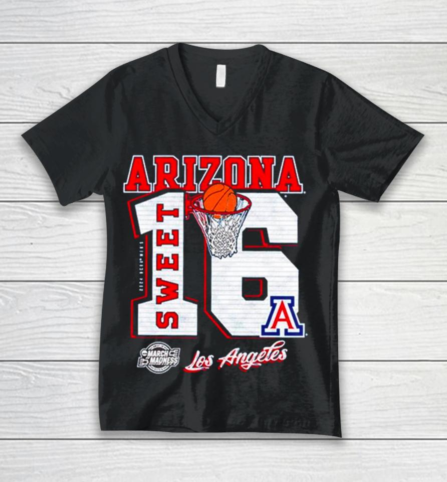 Arizona Wildcats 2024 Men’s Basketball March Madness Sweet 16 Los Angeles Unisex V-Neck T-Shirt