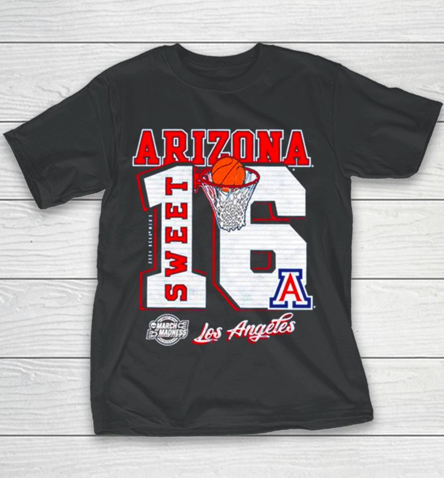 Arizona Wildcats 2024 Men’s Basketball March Madness Sweet 16 Los Angeles Youth T-Shirt
