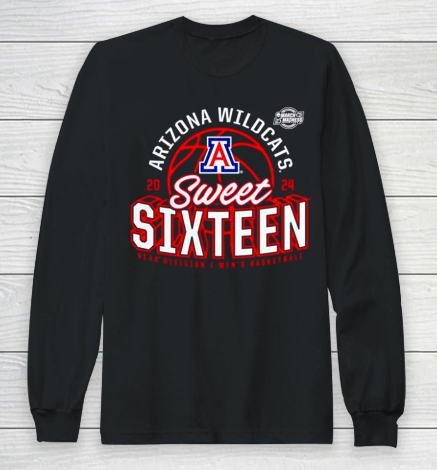 Arizona Wildcats 2024 Ncaa Men’s Basketball Tournament March Madness Sweet Sixteen Defensive Stance Long Sleeve T-Shirt