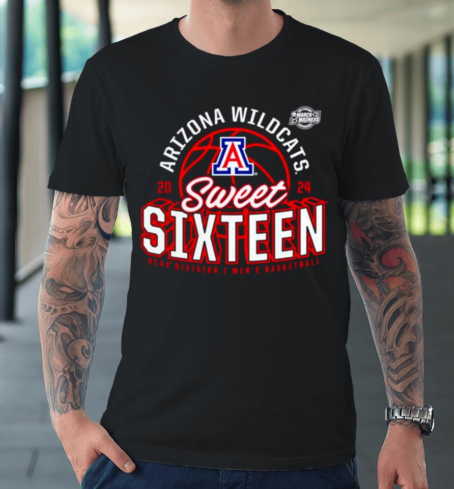 Arizona Wildcats 2024 Ncaa Men’s Basketball Tournament March Madness Sweet Sixteen Defensive Stance Premium T-Shirt