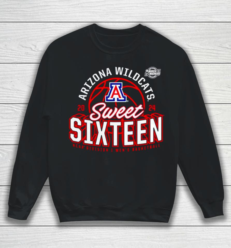 Arizona Wildcats 2024 Ncaa Men’s Basketball Tournament March Madness Sweet Sixteen Defensive Stance Sweatshirt