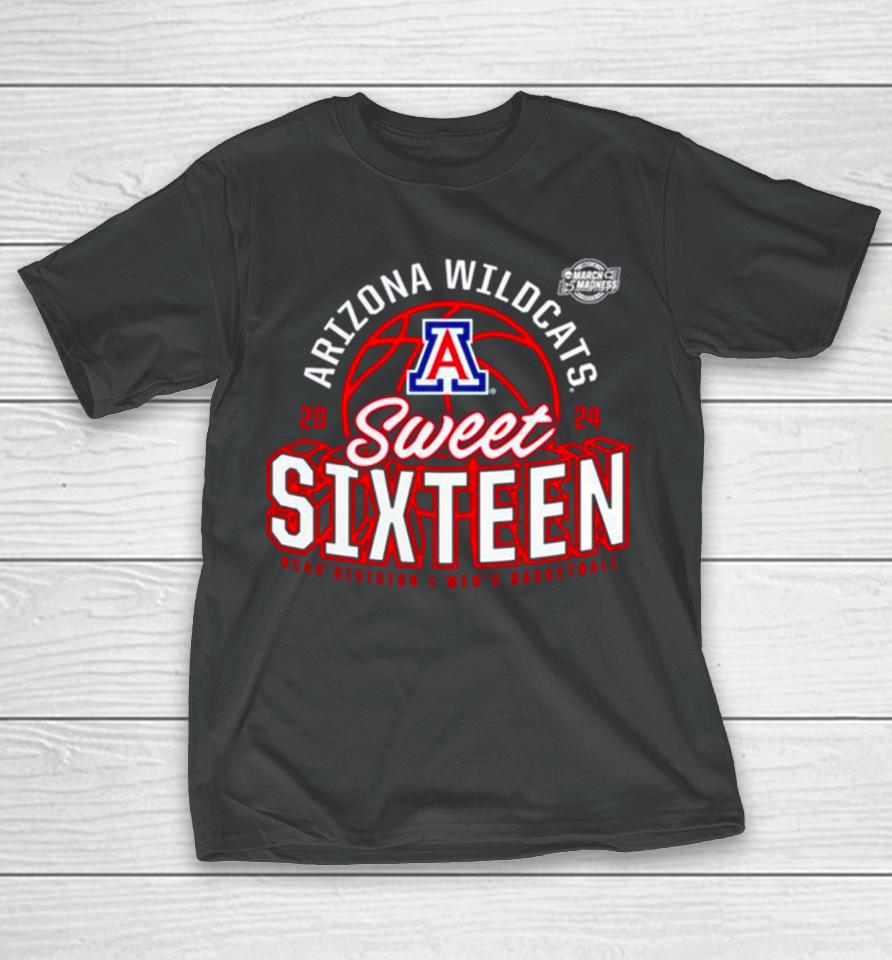 Arizona Wildcats 2024 Ncaa Men’s Basketball Tournament March Madness Sweet Sixteen Defensive Stance T-Shirt