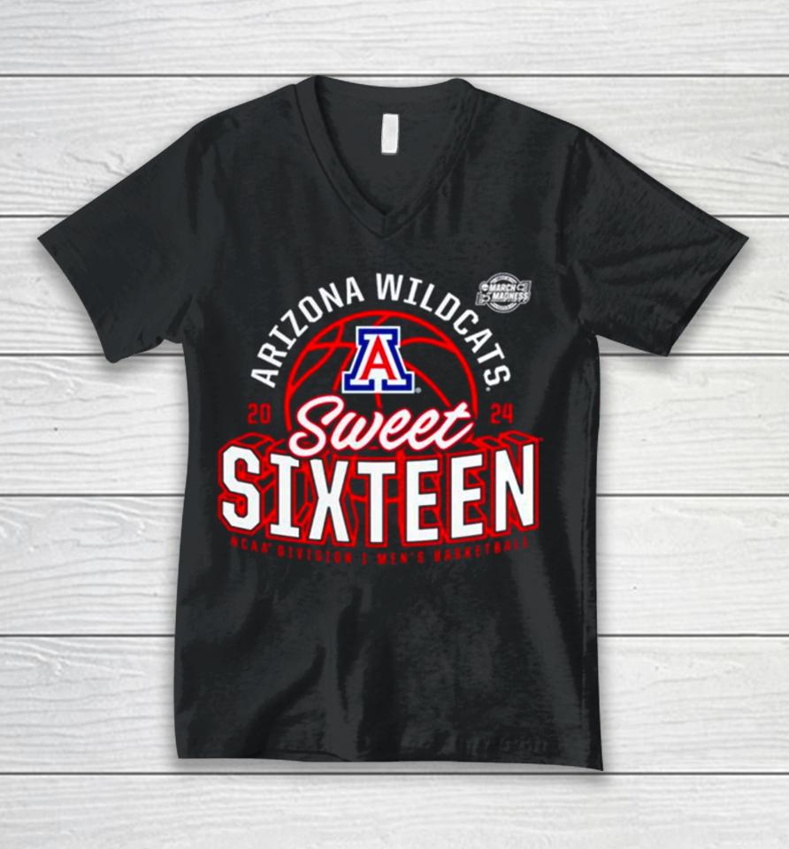 Arizona Wildcats 2024 Ncaa Men’s Basketball Tournament March Madness Sweet Sixteen Defensive Stance Unisex V-Neck T-Shirt