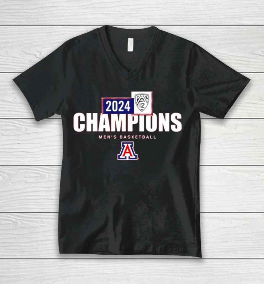 Arizona Wildcats 2024 Pac 12 Mens Basketball Conference Champions Unisex V-Neck T-Shirt