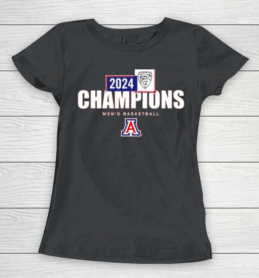 Arizona Wildcats 2024 Pac 12 Mens Basketball Conference Champions Women T-Shirt