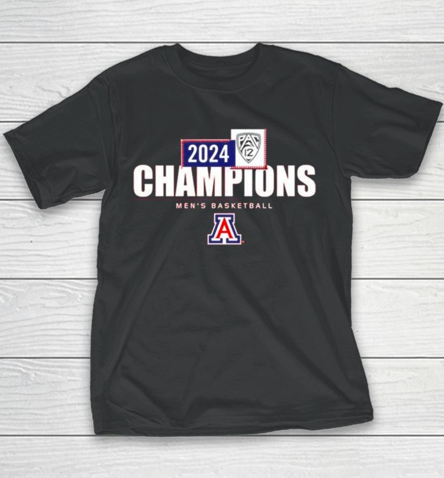 Arizona Wildcats 2024 Pac 12 Mens Basketball Conference Champions Youth T-Shirt