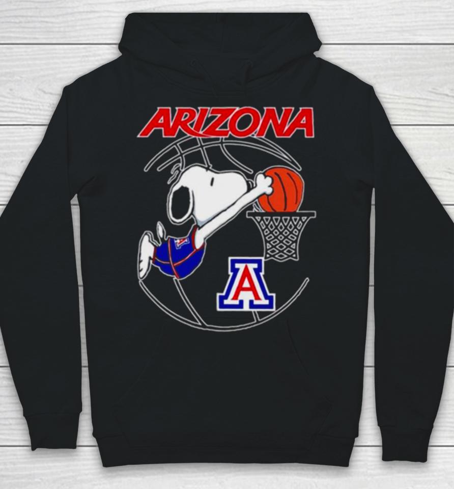 Arizona Wildcats Basketball Snoopy Dunk Logo Hoodie