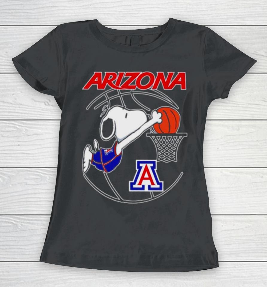Arizona Wildcats Basketball Snoopy Dunk Logo Women T-Shirt