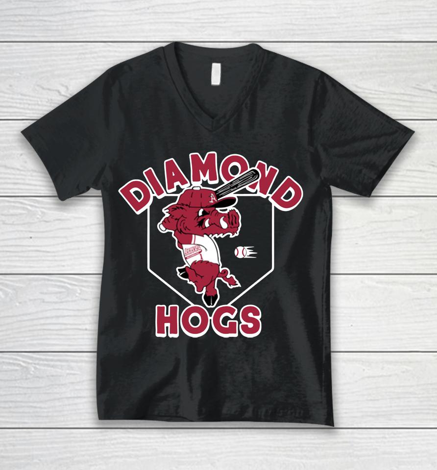 Arkansas Diamond Hogs Vintage Black Unisex V-Neck T-Shirt