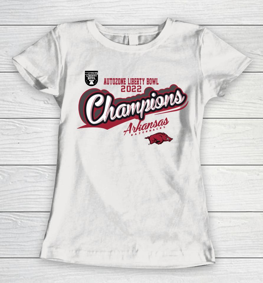 Arkansas Razorbacks 2022 Liberty Bowl Champions Women T-Shirt