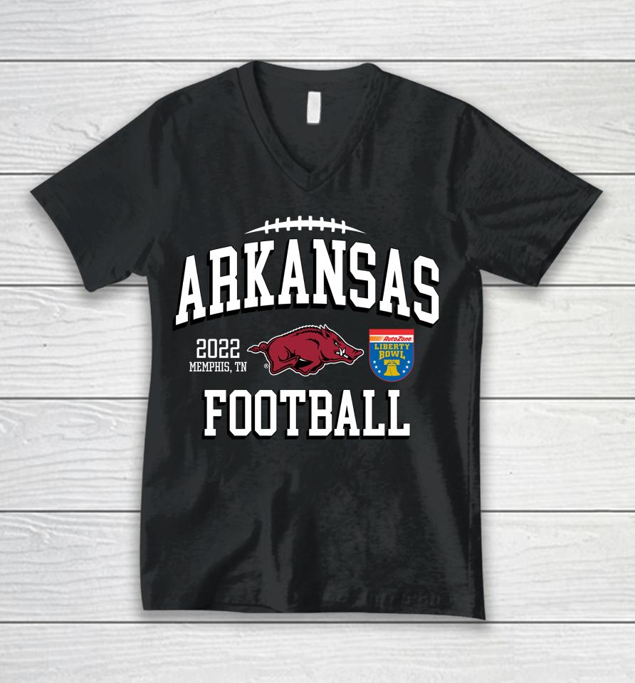 Arkansas Razorbacks 2022 Liberty Bowl Single Team Unisex V-Neck T-Shirt