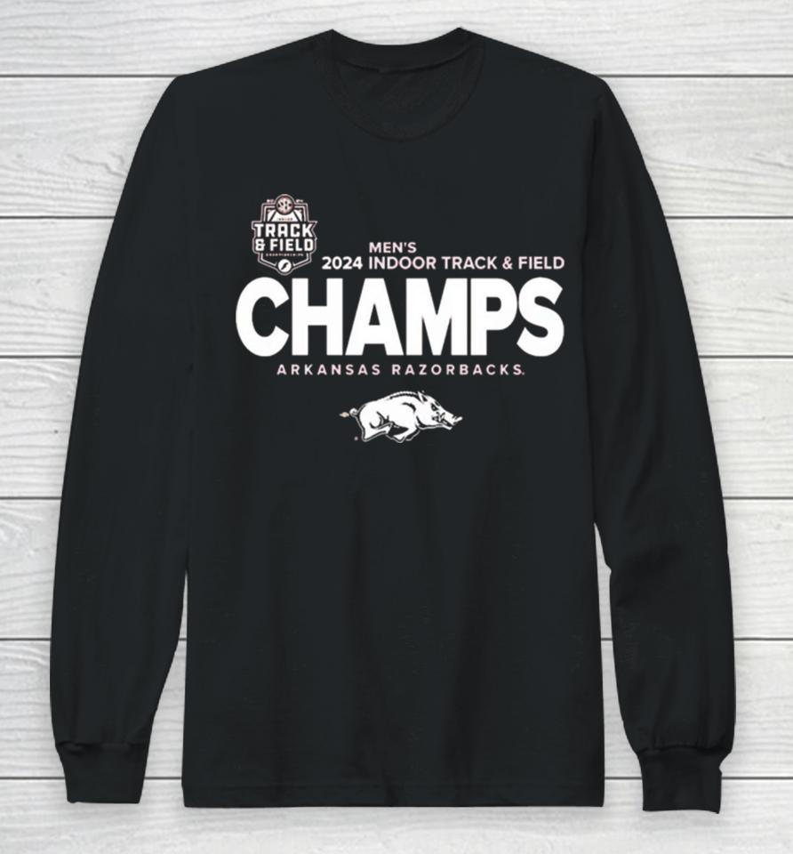 Arkansas Razorbacks 2024 Sec Men’s Indoor Track &Amp; Field Champions Locker Room Long Sleeve T-Shirt