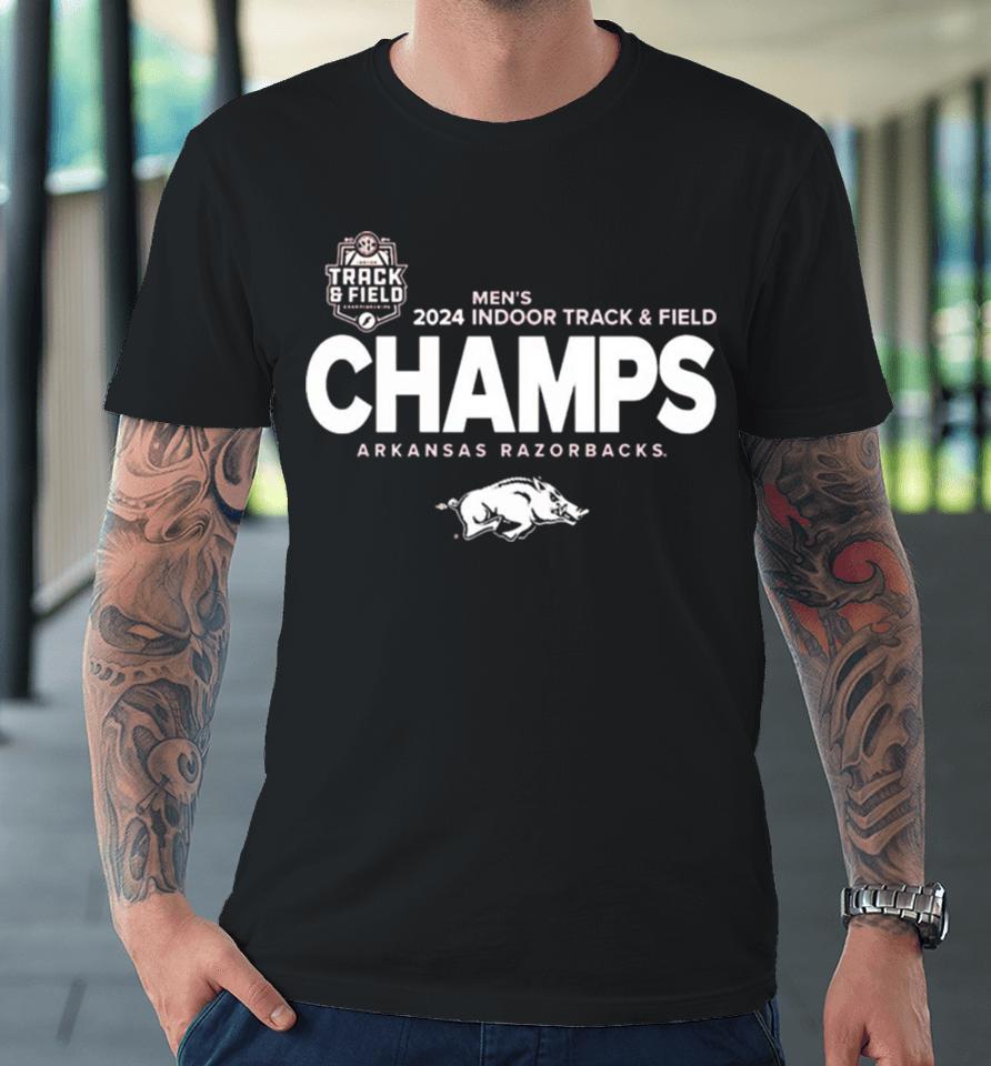 Arkansas Razorbacks 2024 Sec Men’s Indoor Track &Amp; Field Champions Locker Room Premium T-Shirt
