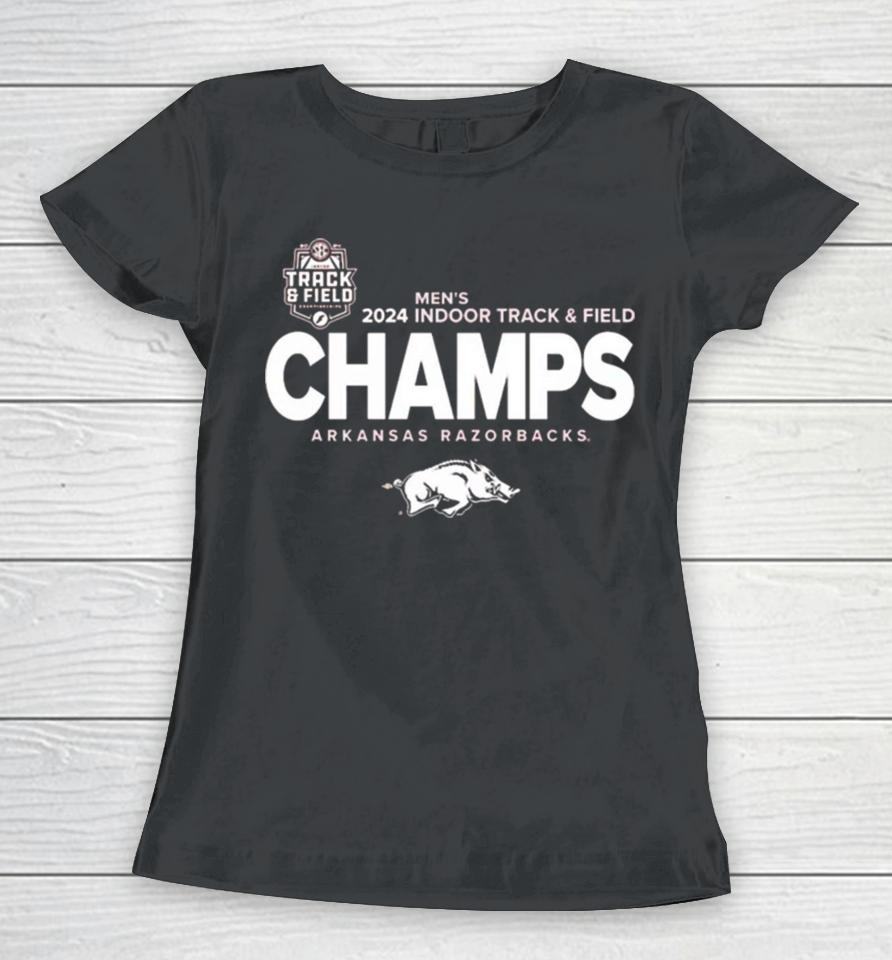 Arkansas Razorbacks 2024 Sec Men’s Indoor Track &Amp; Field Champions Locker Room Women T-Shirt