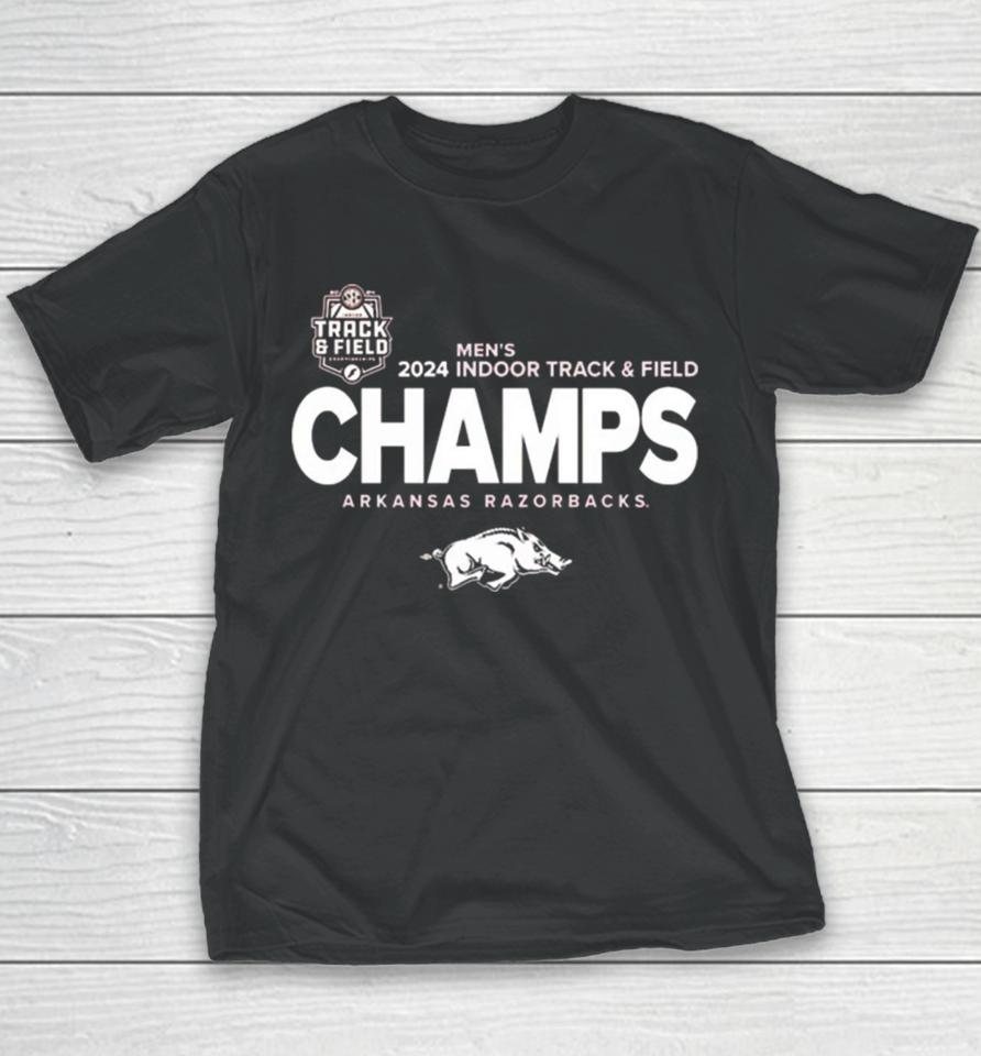 Arkansas Razorbacks 2024 Sec Men’s Indoor Track &Amp; Field Champions Locker Room Youth T-Shirt