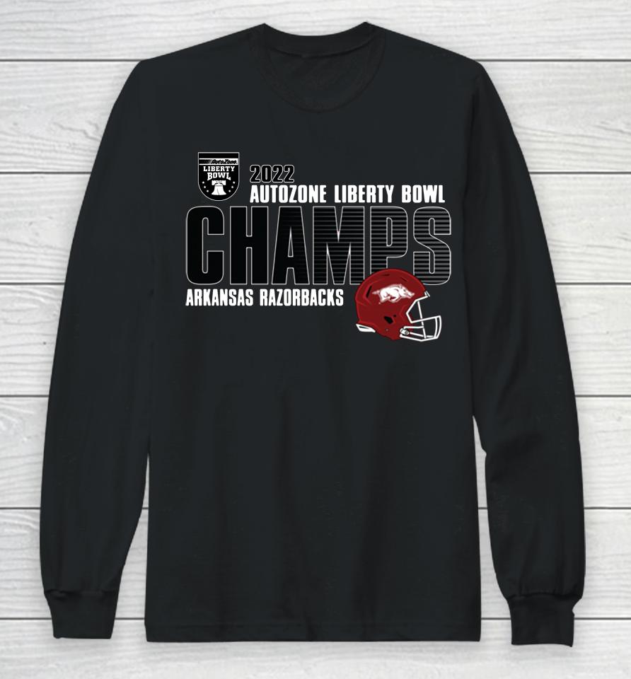 Arkansas Razorbacks Team 2022 Liberty Bowl Champions Slip Screen Long Sleeve T-Shirt