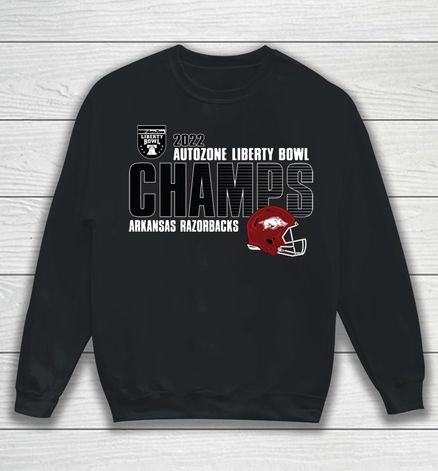 Arkansas Razorbacks Team 2022 Liberty Bowl Champions Slip Screen Sweatshirt