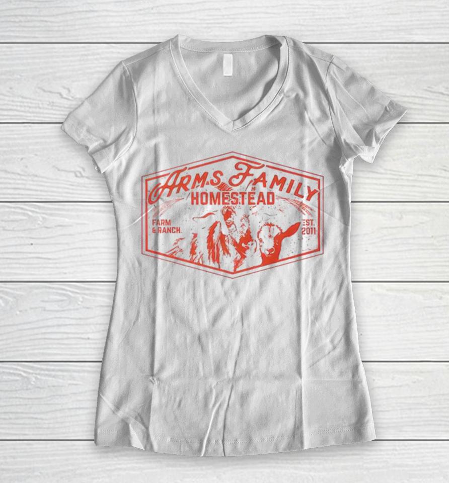 Arms Family Homestead Arms Farm And Ranch Goats Women V-Neck T-Shirt