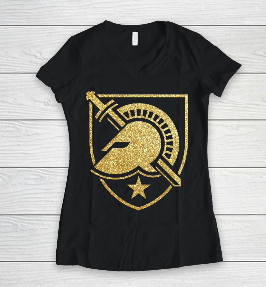 Army Black Knights 1St Armored Division Old Ironsides Rivalry Gradient Logo Two-Hit Women V-Neck T-Shirt