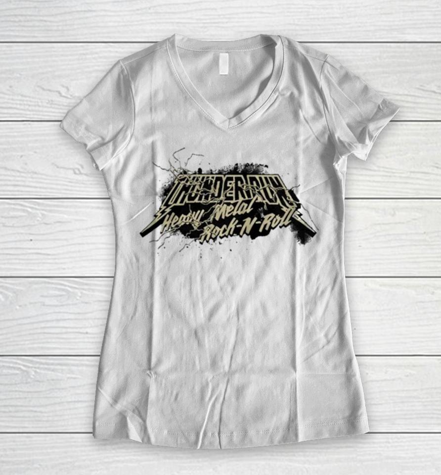 Army Black Knights 2023 Rivalry Collection Thunder Run Heavy Metal Rock N Roll Performance Women V-Neck T-Shirt