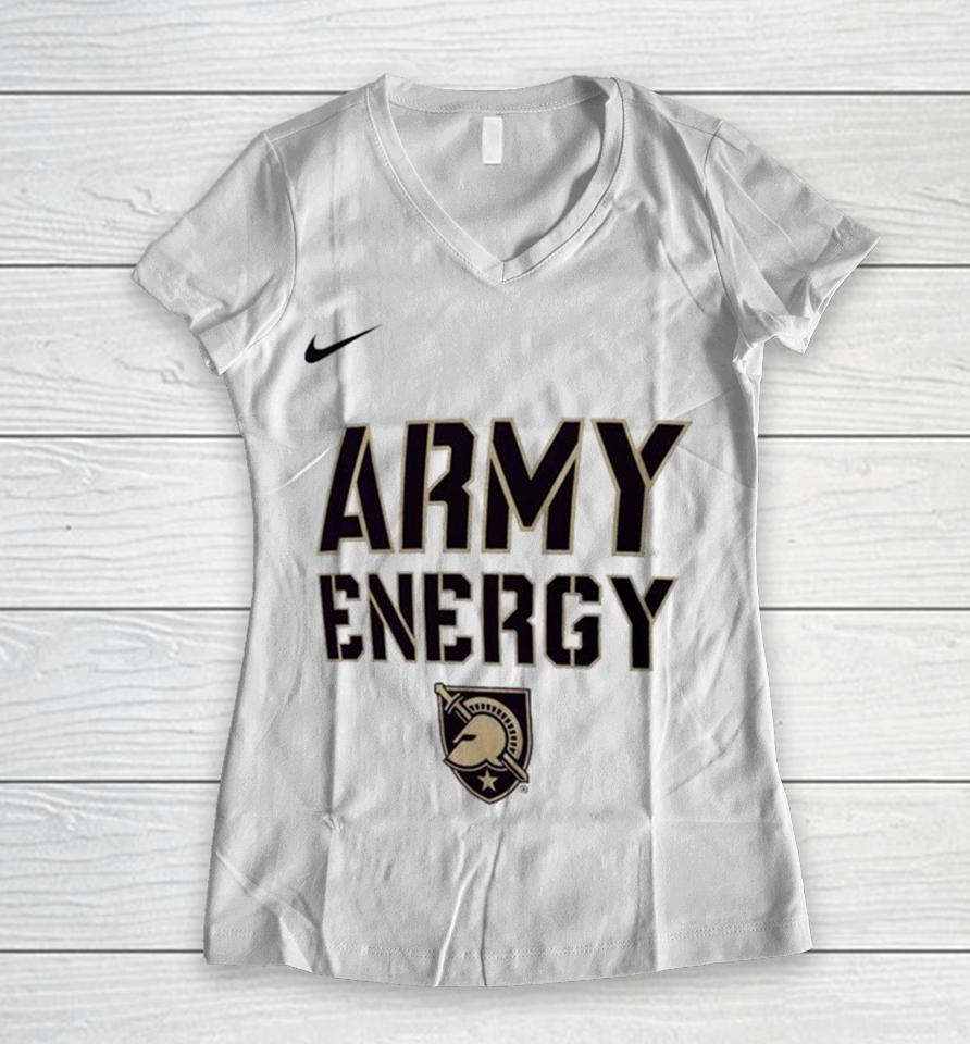 Army Black Knights 2024 On Court Bench Long Sleeve Women V-Neck T-Shirt