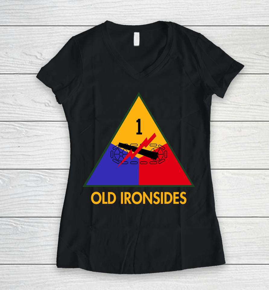Army Black Knights Old Ironsides 1St Armored Division Rivalry Performance Two-Hit Women V-Neck T-Shirt