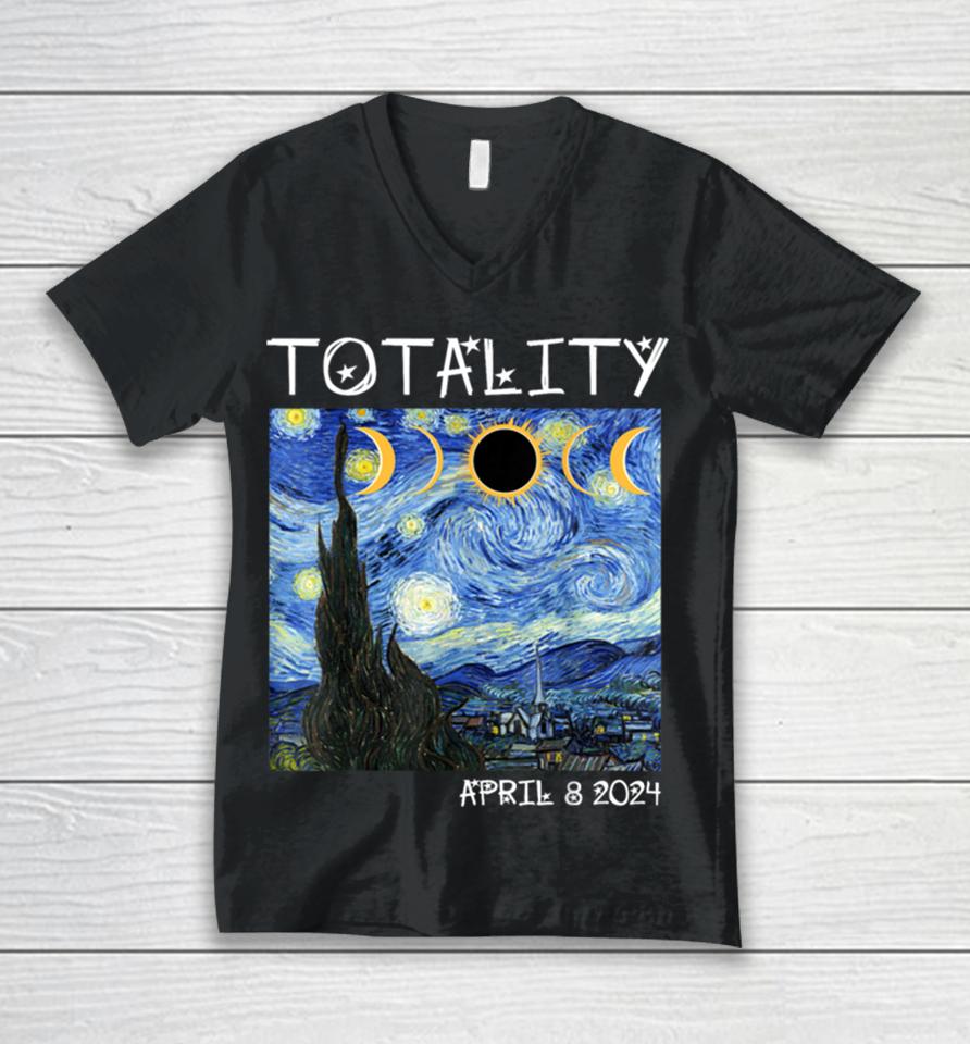 Art Solar Eclipse 2024 Totality April 8 Men Women Kids Unisex V-Neck T-Shirt