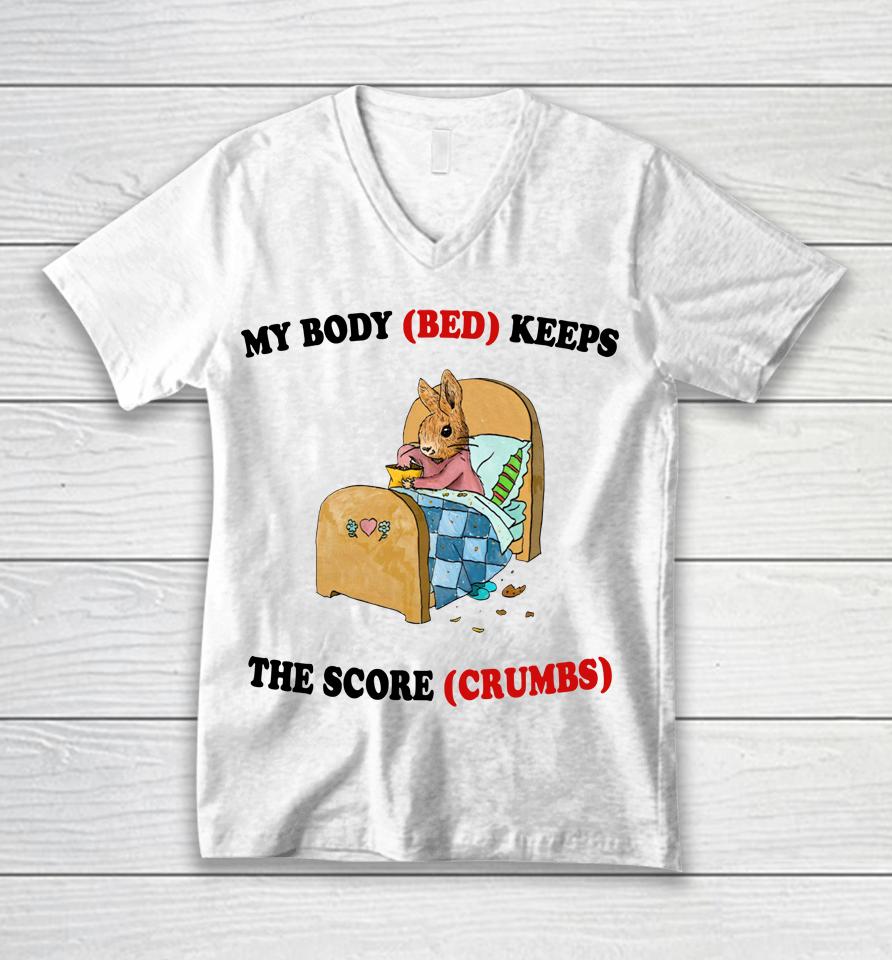 Artbyjmcgg My Body Bed Keeps The Score Crumbs Unisex V-Neck T-Shirt