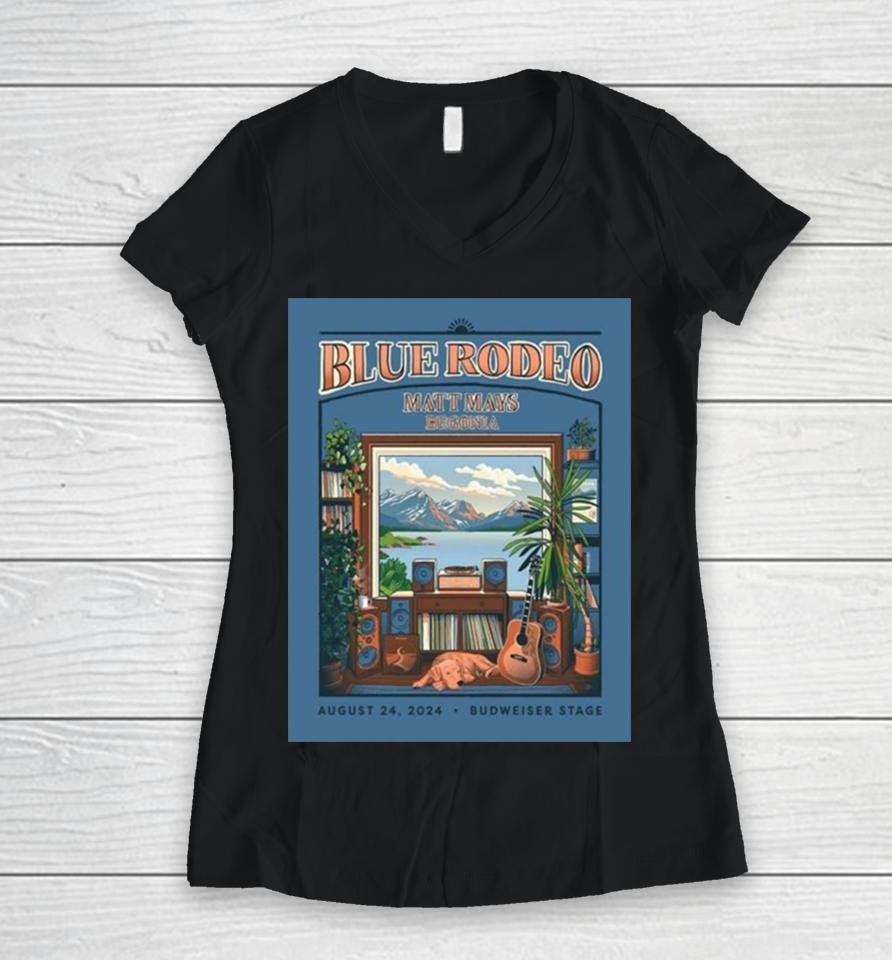 Artwork Poster For Blue Rodeo Official Tour At Budweiser Stage On August 24Th 2024 Women V-Neck T-Shirt