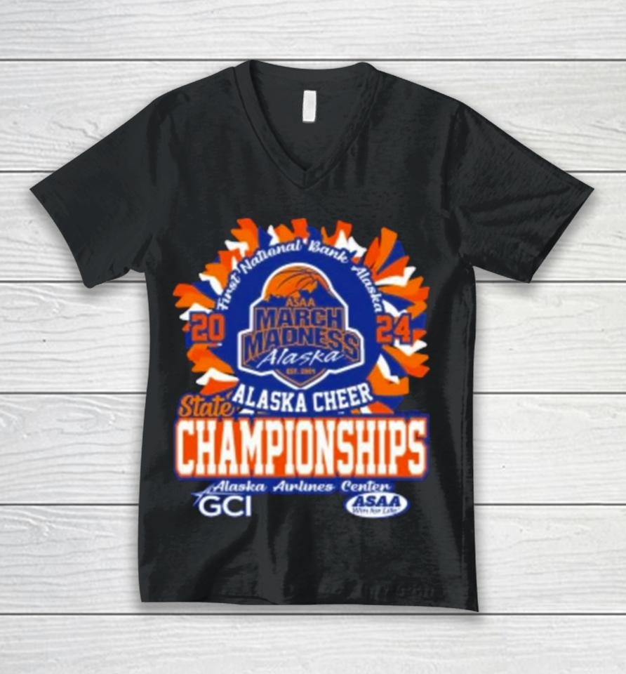 Asaa March Madness Alaska Cheer State Championships 2024 Unisex V-Neck T-Shirt