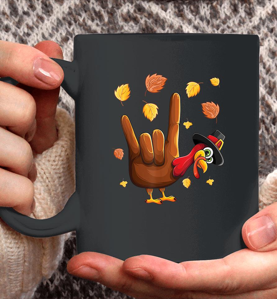 Asl Tukey American Sign Language I Love You Thanksgiving Coffee Mug