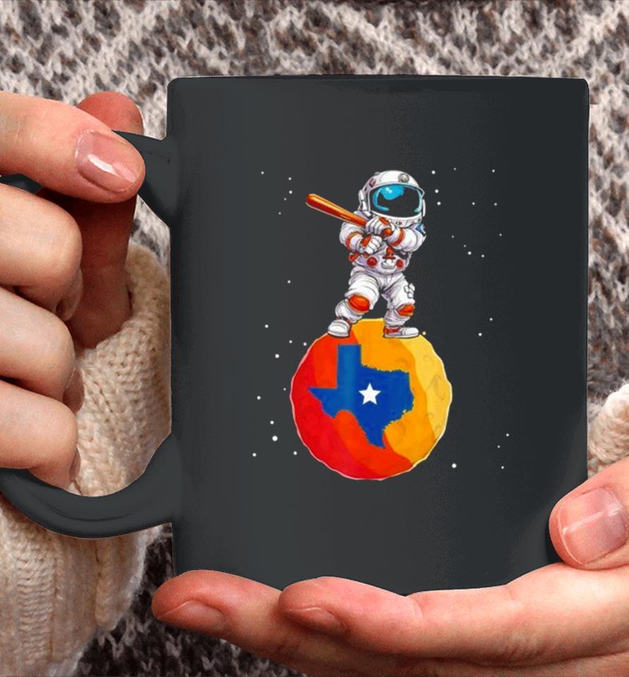 Astronaut Holding Baseball Bat Standing On Houston Astros Planet Stars Coffee Mug