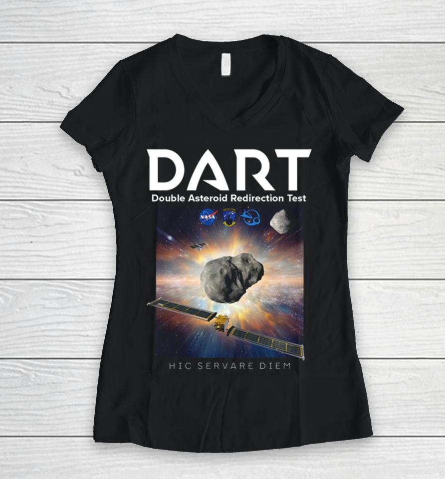 Astronomy Dart Double Asteroid Redirection Test Women V-Neck T-Shirt