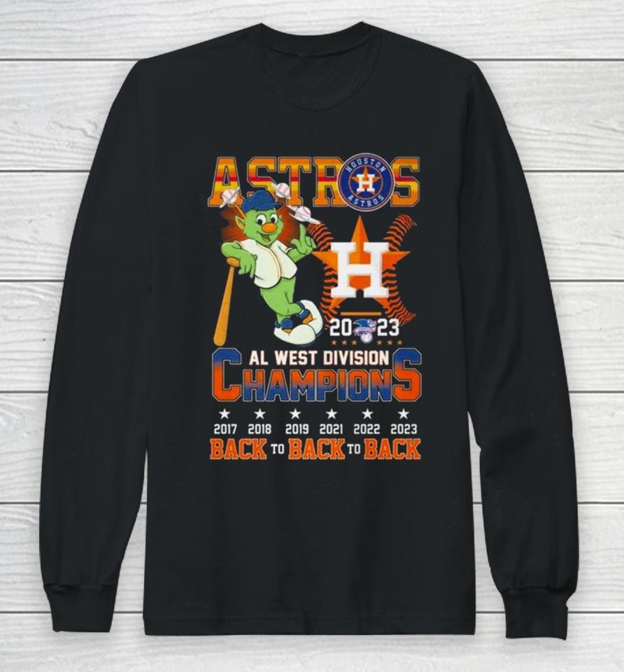 Astros 2023 Al West Division Champions Back To Back To Back 2017 2023 Long Sleeve T-Shirt
