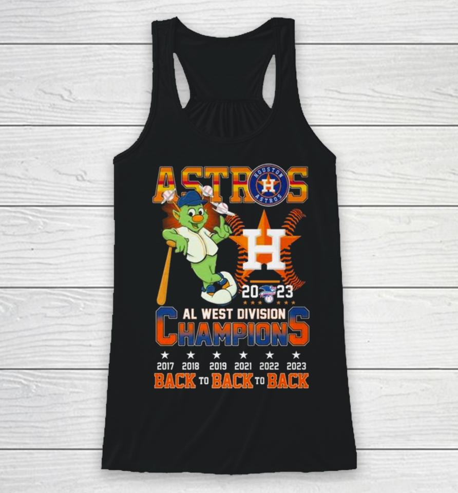Astros 2023 Al West Division Champions Back To Back To Back 2017 2023 Racerback Tank
